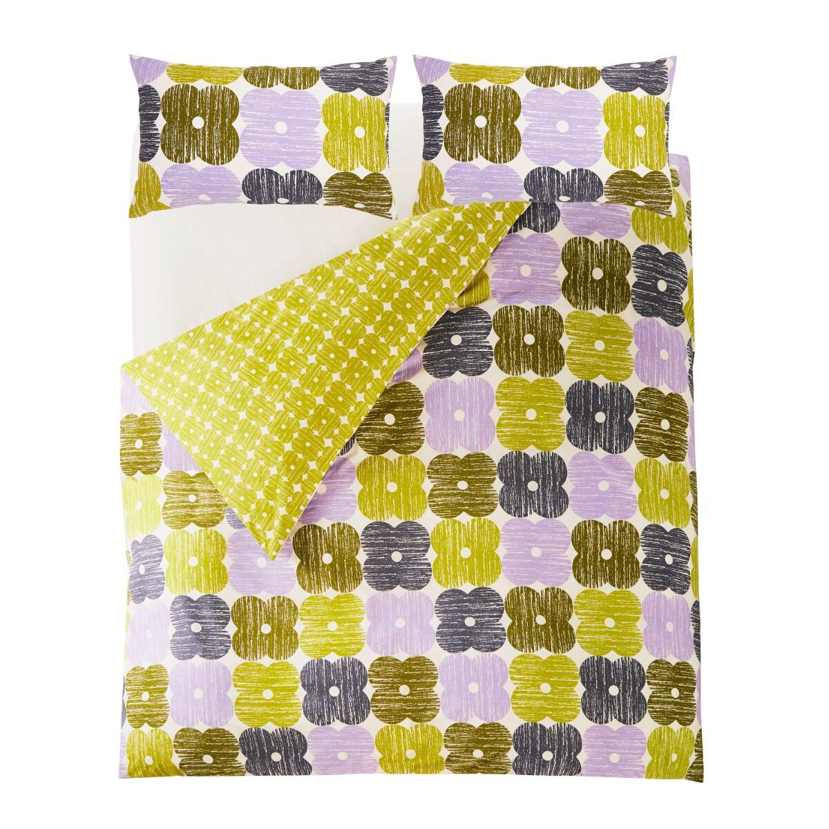 Orla Kiely Textured Flower Duvet Cover Set - Lilac/Moss