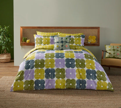 Orla Kiely Textured Flower Duvet Cover Set - Lilac/Moss