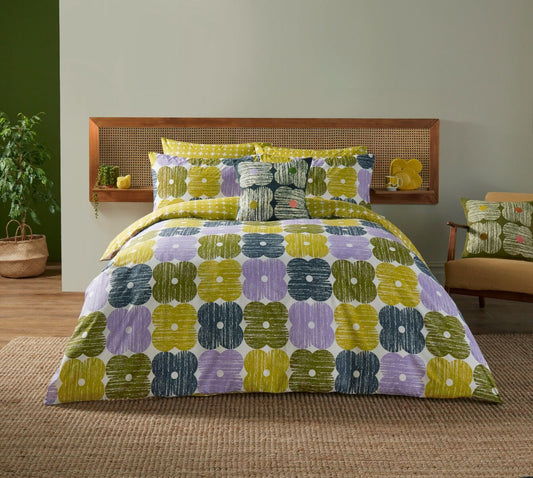Orla Kiely Textured Flower Duvet Cover Set - Lilac/Moss