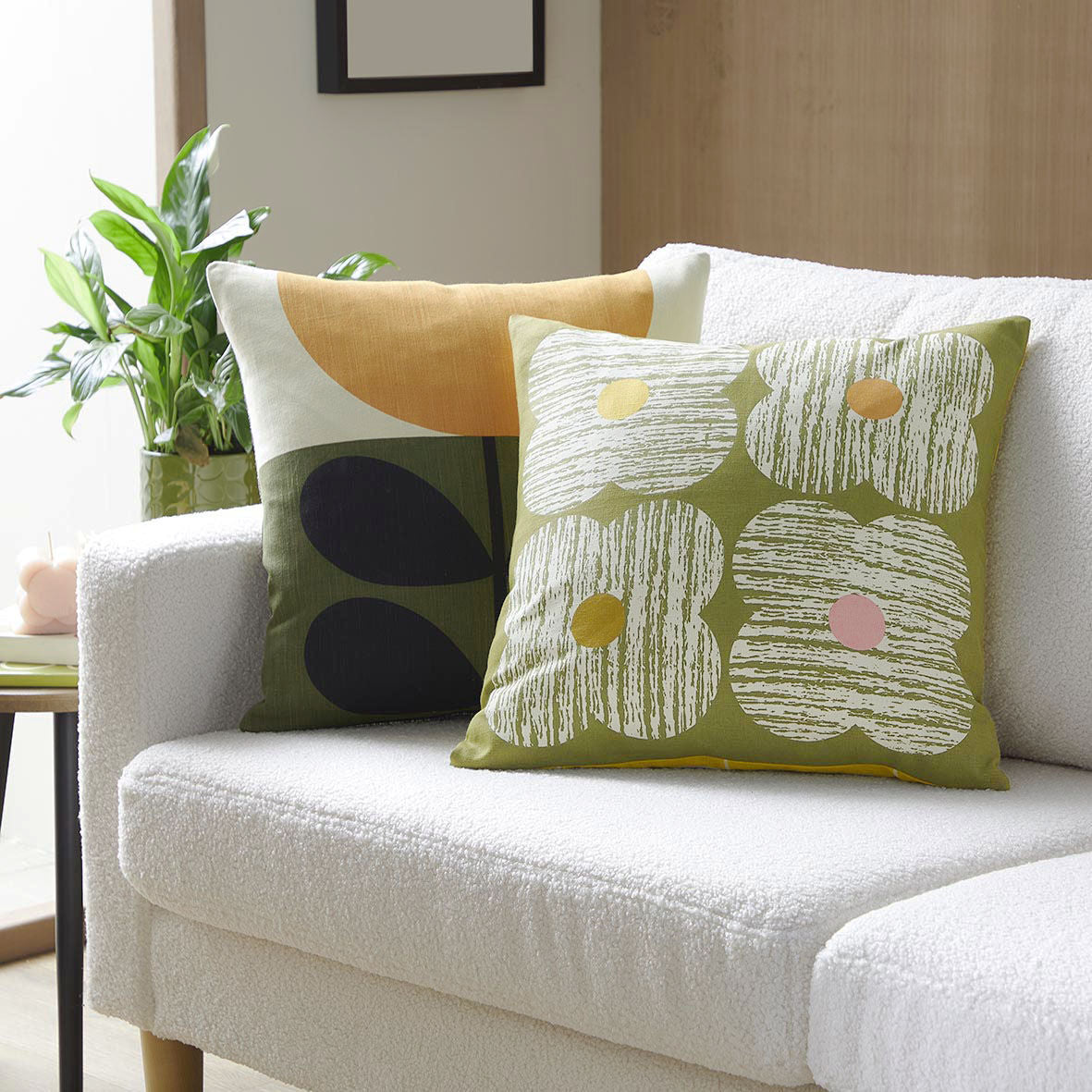 Orla Kiely Textured Flower Filled Cushion - Moss