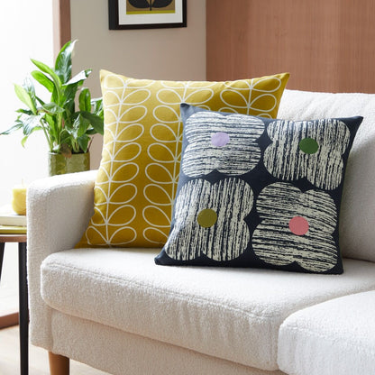 Orla Kiely Textured Flower Filled Cushion - Slate