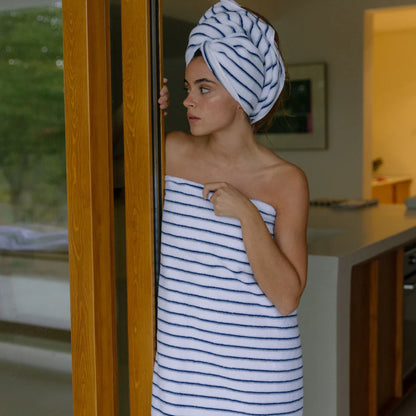 Torres Novas Lima Bath Towels - Blue With Grey