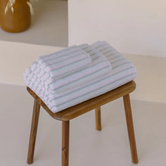 Torres Novas Lima Bath Towels - Pink With Green