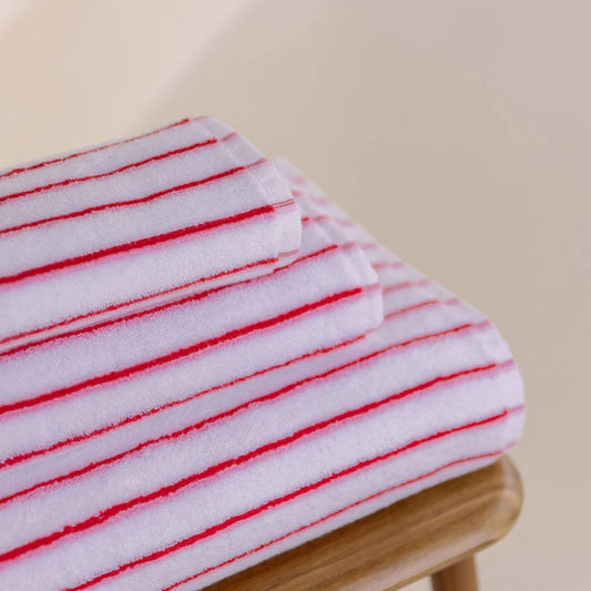 Torres Novas Lima Bath Towels - Pink With Red