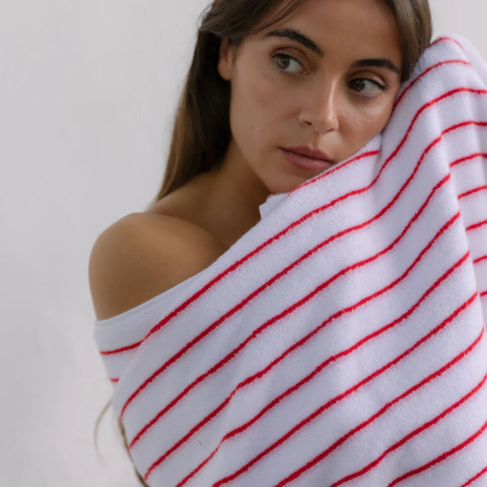 Torres Novas Lima Bath Towels - Pink With Red