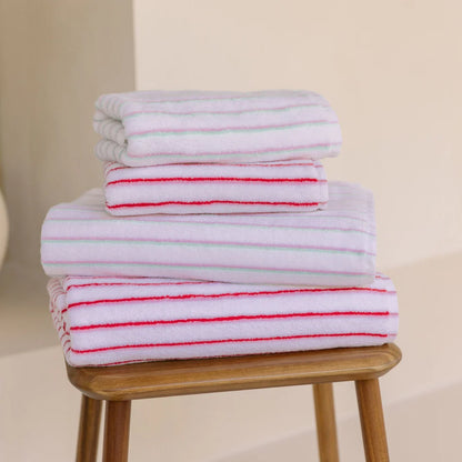 Torres Novas Lima Bath Towels - Pink With Red