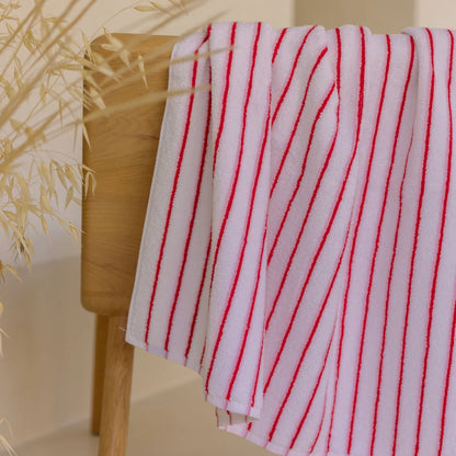 Torres Novas Lima Bath Towels - Pink With Red