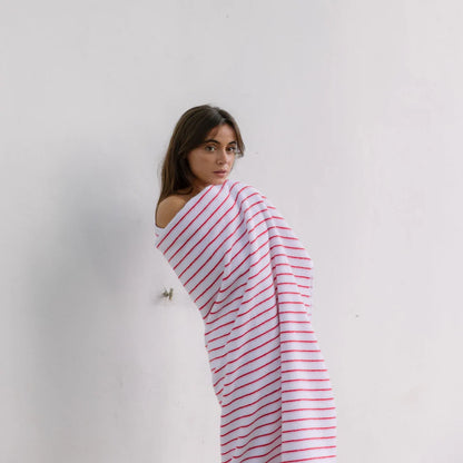 Torres Novas Lima Bath Towels - Pink With Red