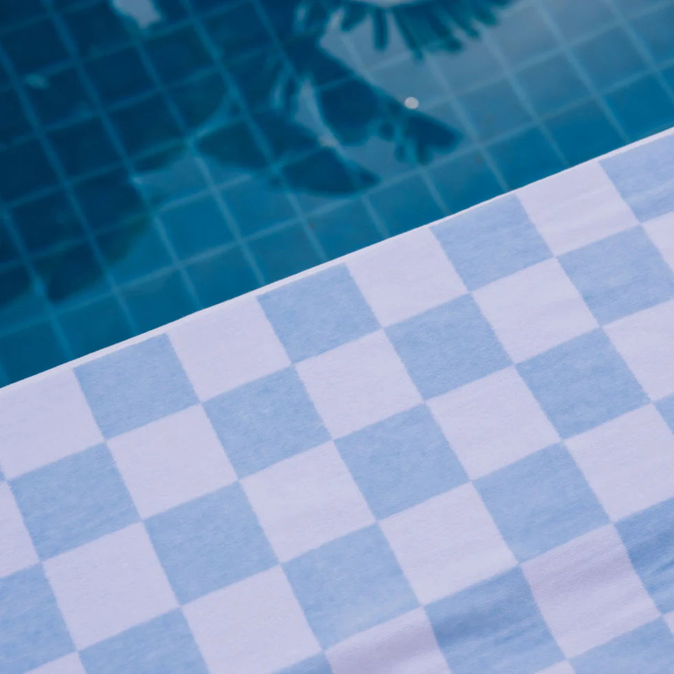 Torres Novas Gibalta Chequered Beach Towel - Blue Sky