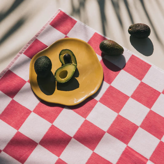 Torres Novas Gibalta Chequered Beach Towel - Pink