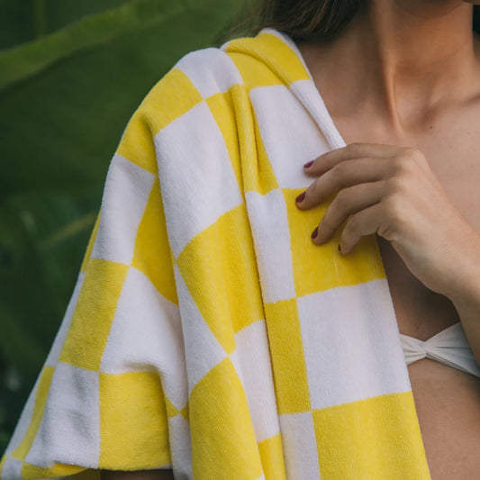 Torres Novas Gibalta Chequered Beach Towel - Yellow