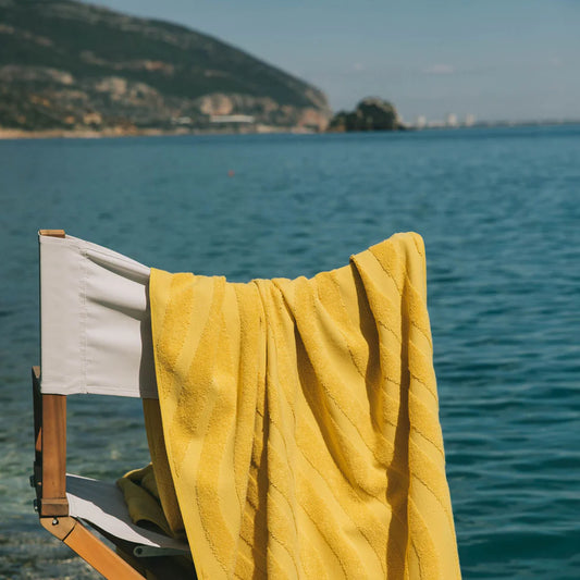 Torres Novas Mar Ondulado Beach Towel - Saffron Yellow