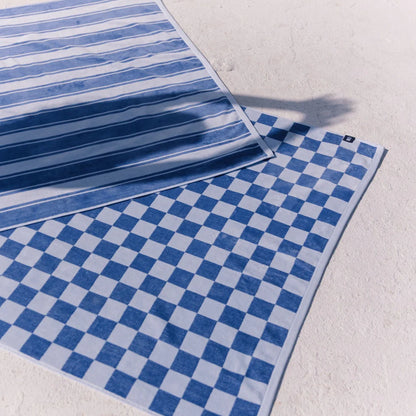 Torres Novas Meco Chequered Beach Towel - Blue
