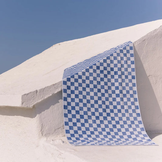 Torres Novas Meco Chequered Beach Towel - Blue