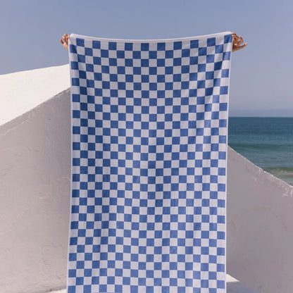 Torres Novas Meco Chequered Beach Towel - Blue