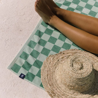 Torres Novas Meco Chequered Beach Towel - Green