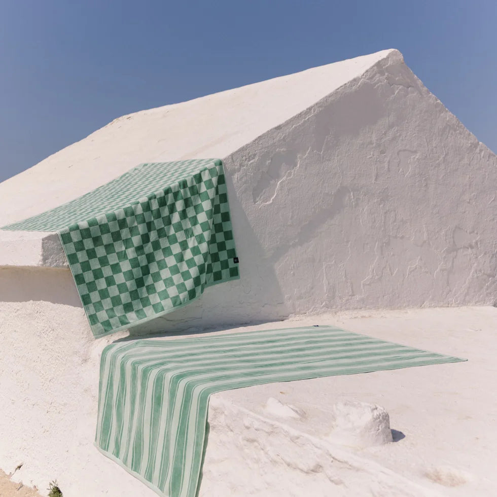 Torres Novas Meco Chequered Beach Towel - Green