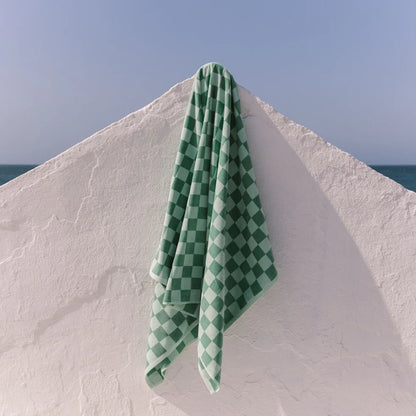 Torres Novas Meco Chequered Beach Towel - Green