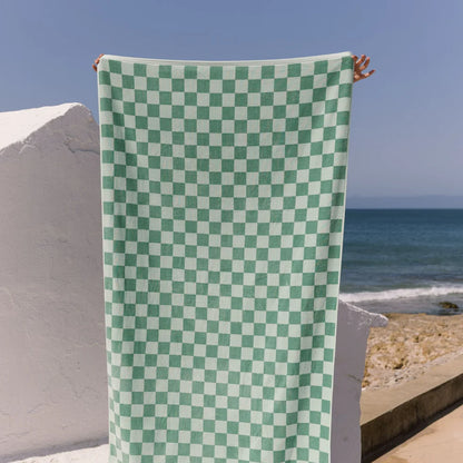 Torres Novas Meco Chequered Beach Towel - Green