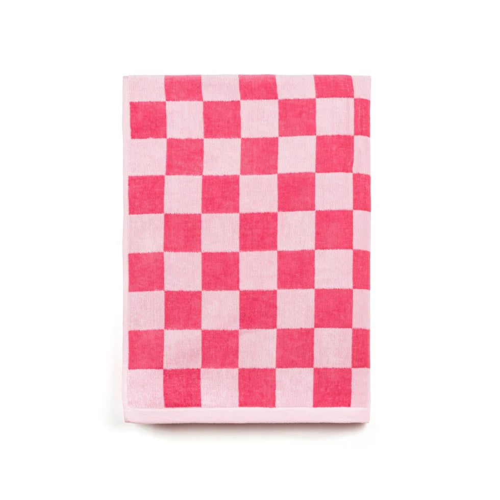 Torres Novas Meco Chequered Beach Towel - Pink
