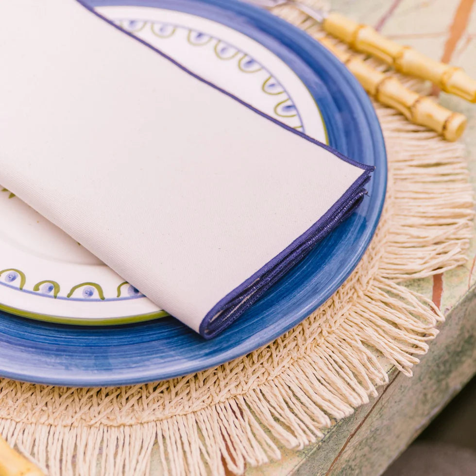 Torres Novas Nazaré Ecru Napkins (Pack of 2) - Blue