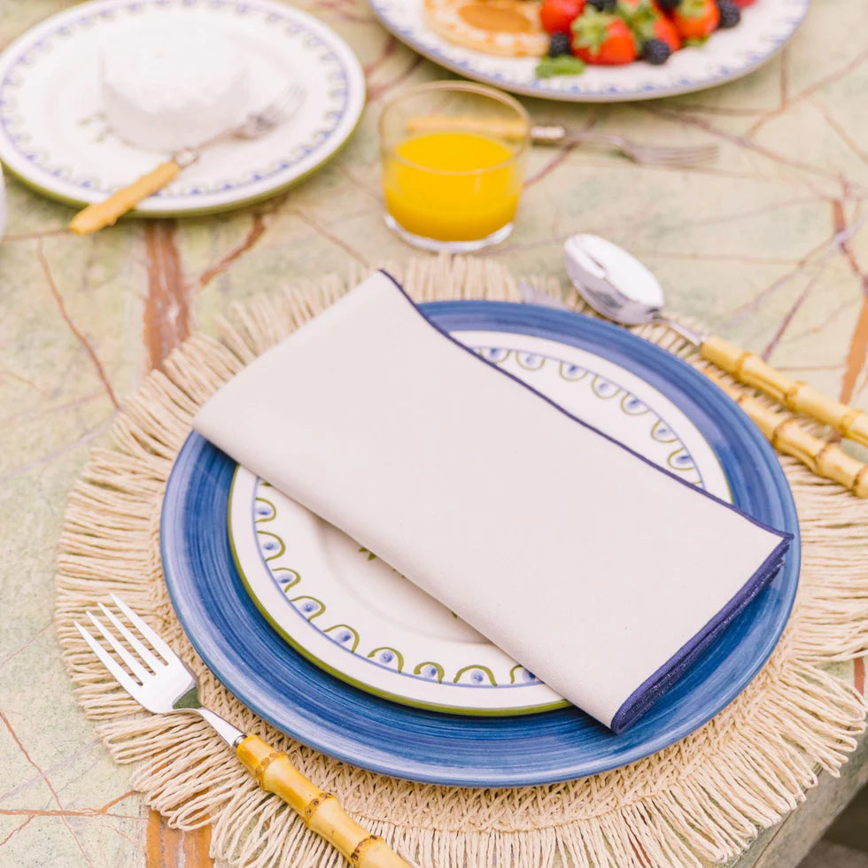 Torres Novas Nazaré Ecru Napkins (Pack of 2) - Blue