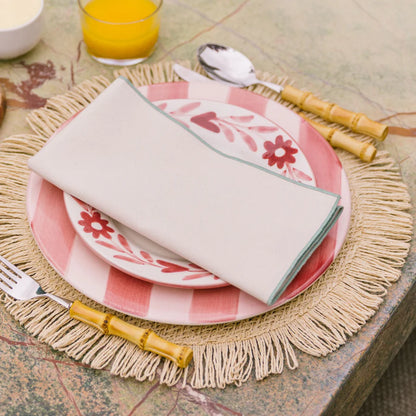 Torres Novas Nazaré Ecru Napkins (Pack of 2) - Green