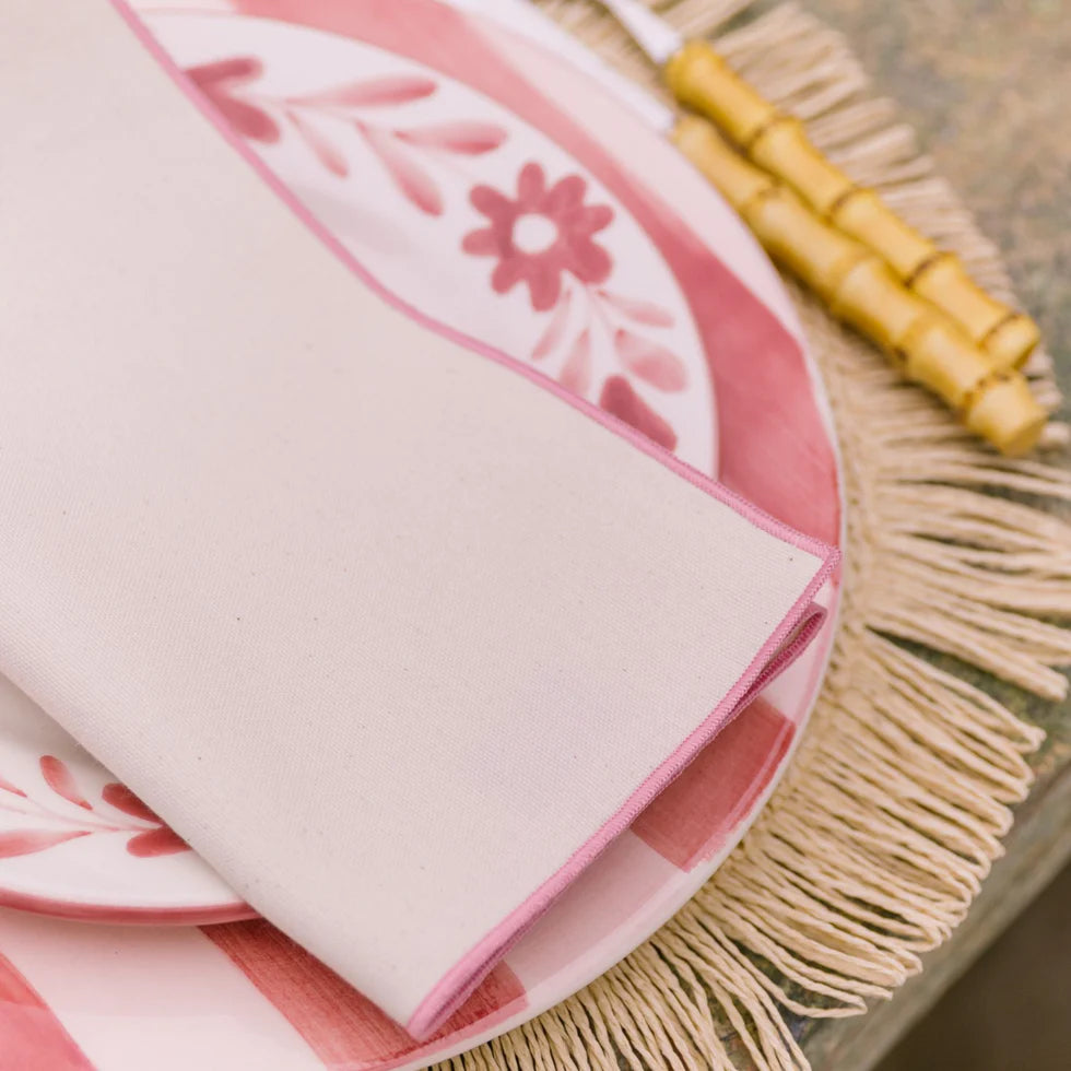 Torres Novas Nazaré Ecru Napkins (Pack of 2) - Pink