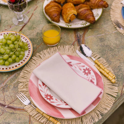 Torres Novas Nazaré Ecru Napkins (Pack of 2) - Pink