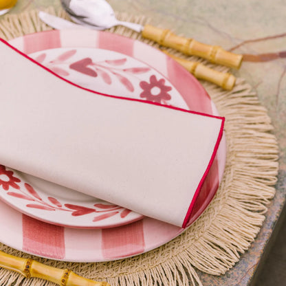 Torres Novas Nazaré Ecru Napkins (Pack of 2) - Red