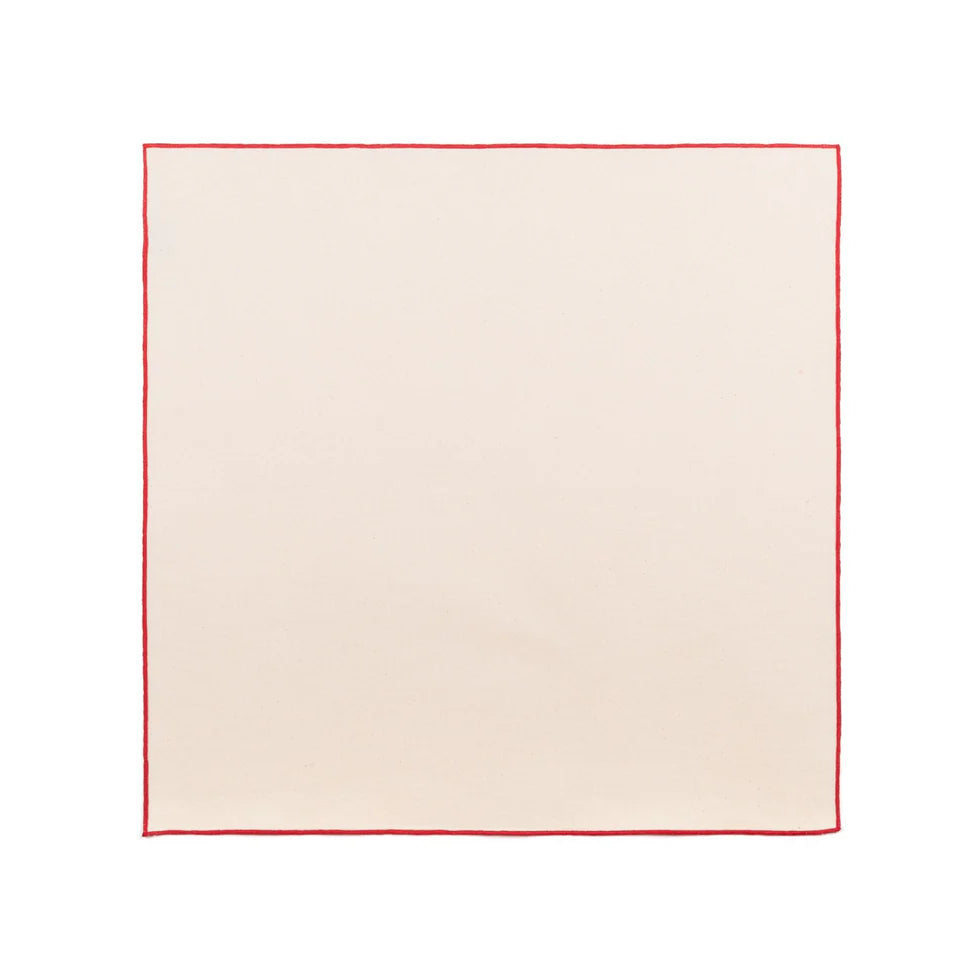 Torres Novas Nazaré Ecru Napkins (Pack of 2) - Red