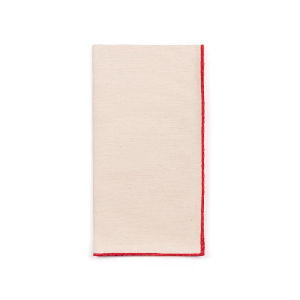 Torres Novas Nazaré Ecru Napkins (Pack of 2) - Red