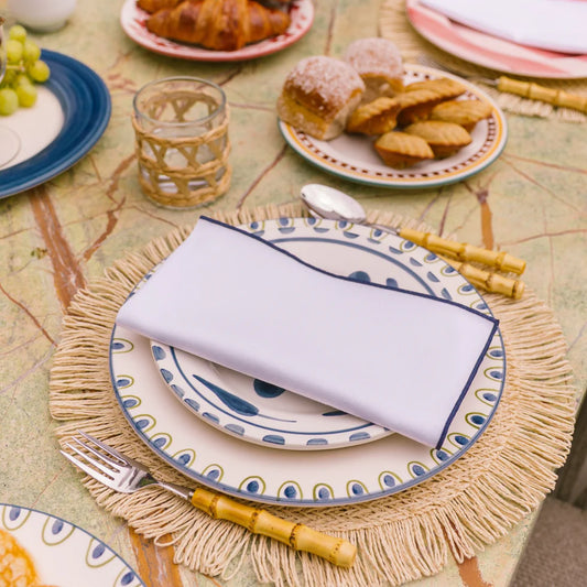 Torres Novas Nazaré White Napkins (Pack of 2) - Blue