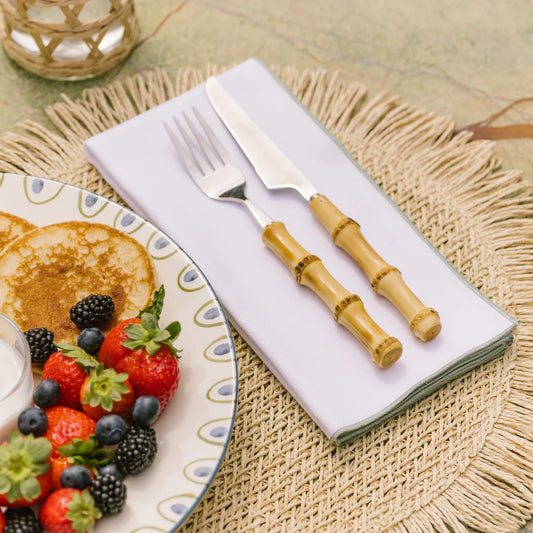 Torres Novas Nazaré White Napkins (Pack of 2) - Green