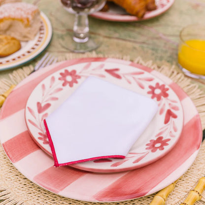 Torres Novas Nazaré White Napkins (Pack of 2) - Red