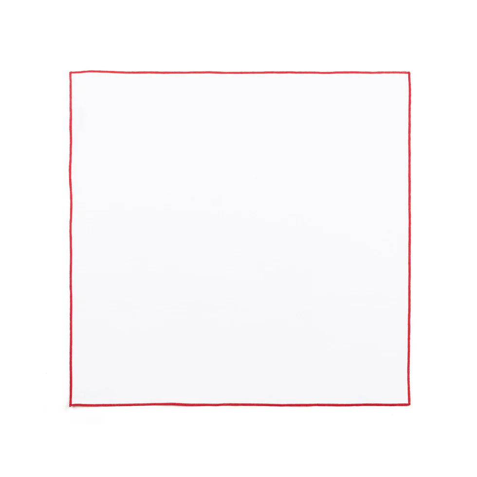 Torres Novas Nazaré White Napkins (Pack of 2) - Red