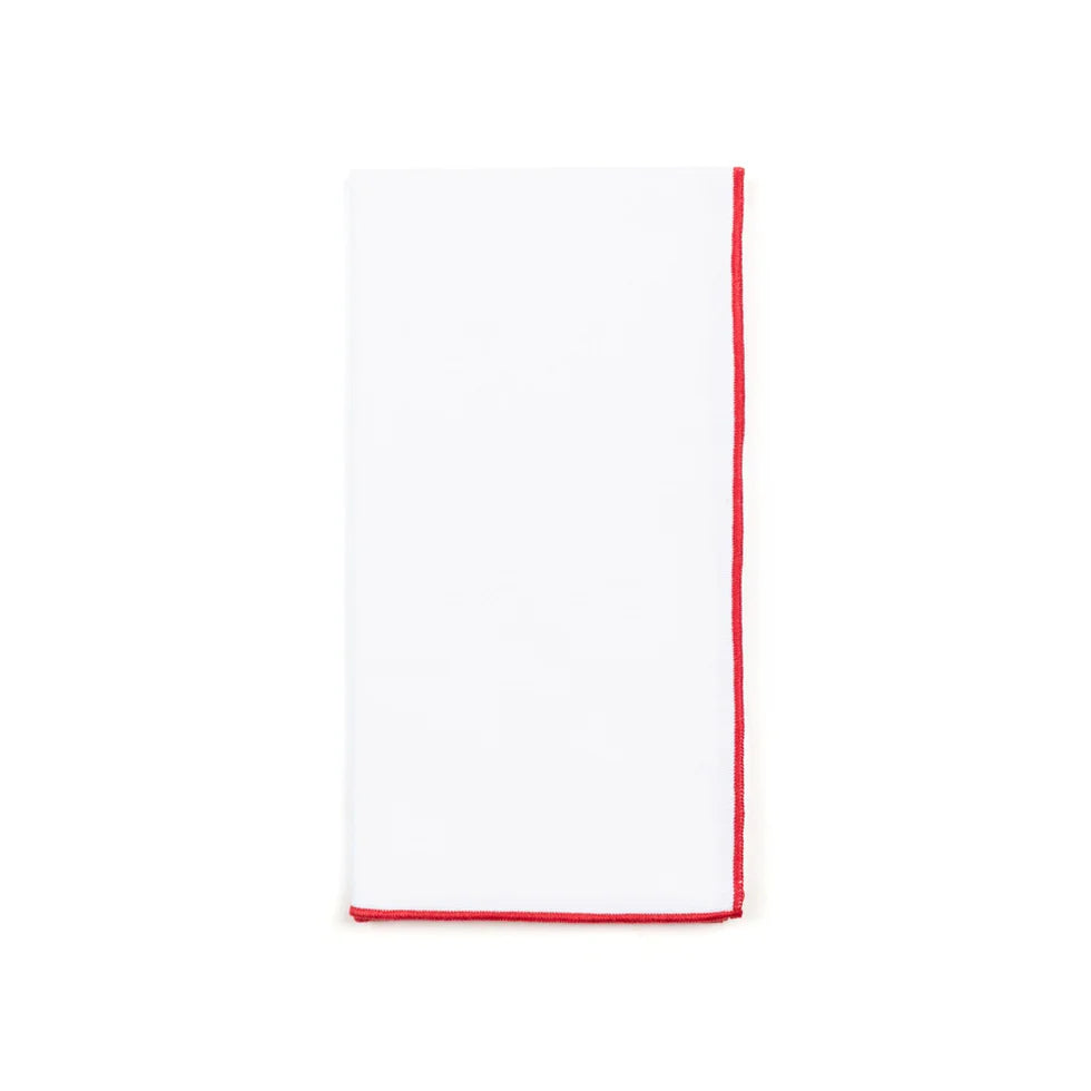 Torres Novas Nazaré White Napkins (Pack of 2) - Red