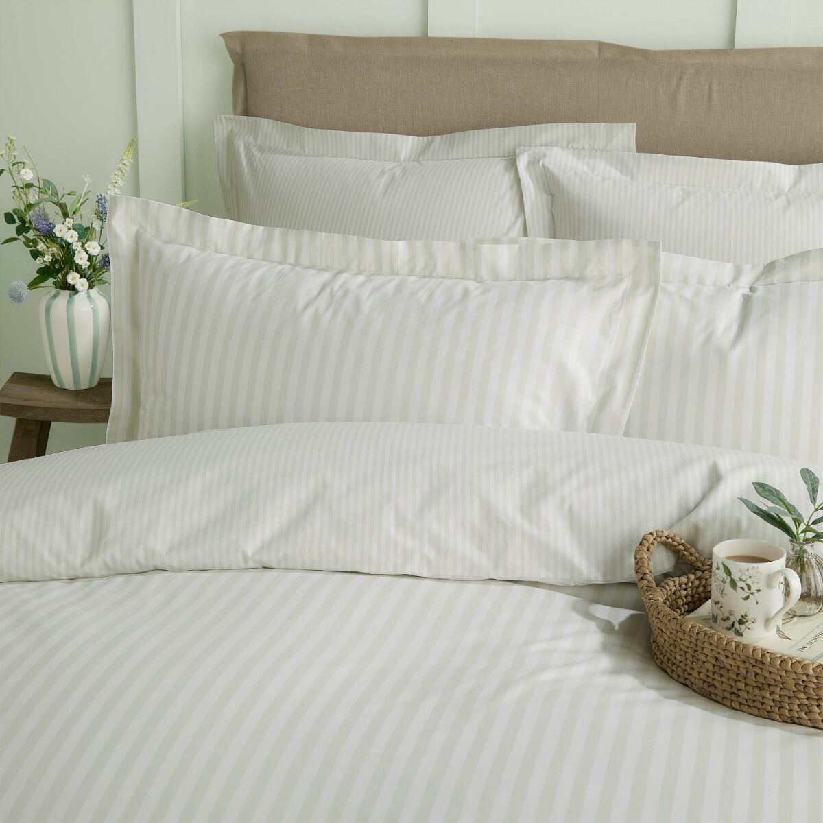 Sophie Allport Uppingham Stripe Duvet Cover Set - Mint Green