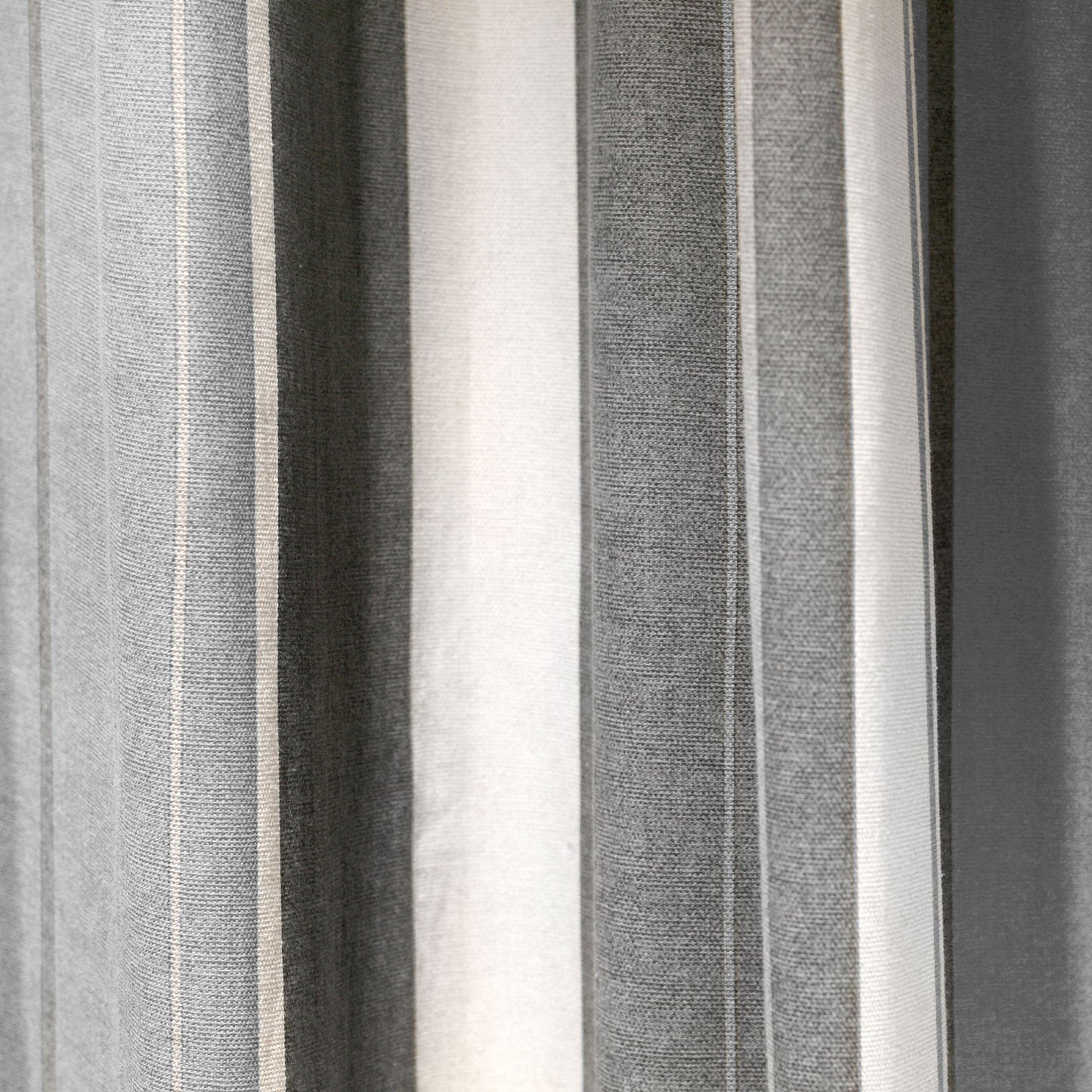 Whitworth Stripe Pair of Eyelet Curtains by Fusion in Grey - Pair of Eyelet Curtains - Fusion