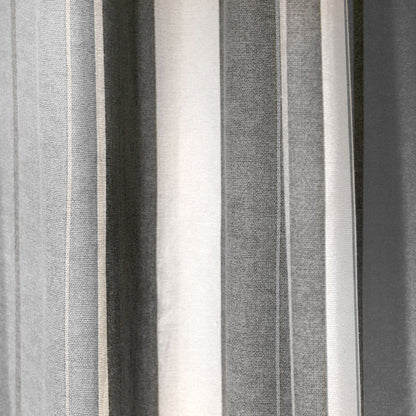 Whitworth Stripe Pair of Eyelet Curtains by Fusion in Grey - Pair of Eyelet Curtains - Fusion
