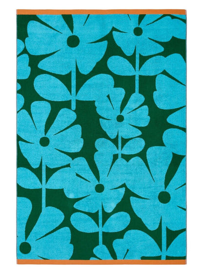 Orla Kiely Wildflower Bath Towels - Blue Lagoon