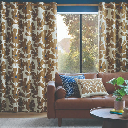 Orla Kiely Wildflower Eyelet Curtains - Coffee