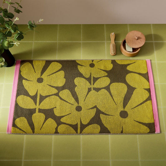 Orla Kiely Wildflower Bath Mat - Yellow/Ochre